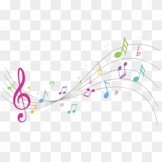 Colorful Notes On A Staff Png - Musical Notes Background Png Clipart