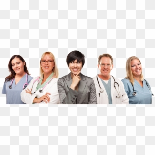 7872986 L-young Multiethnic Woman With Doctors And - Open Head Clipart