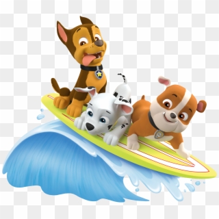 Surf With Rubble Marshall Paw Patrol Clipart Png - Paw Patrol Chase Marshall And Rubble Transparent Png