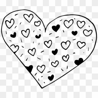 Black And White Hand Drawn Heart Shaped Love Vector - Heart Clipart