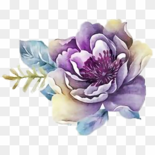 Ftestickers Art Rose Purple - Purple Flower Watercolour Png Clipart