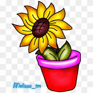 Clipart Info - Sun Flower In Vase Clipart - Png Download