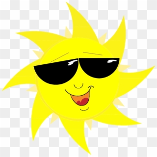 Free Cool Cartoon Sun Clip Art - Smiling Sun With Sunglasses - Png Download