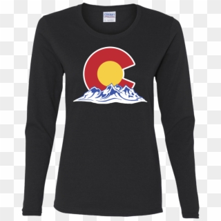 Colorado Mountain Silhouette Ladies' Cotton Long Sleeve - Long-sleeved T-shirt Clipart