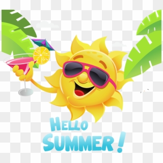 Summer Great Sun Illustration Element Fresh Cartoon - Drinking Sun Png Clipart