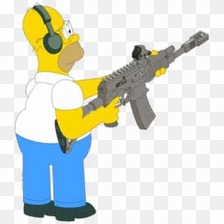 Homer Simpson - Homer Simpson With Gun Clipart