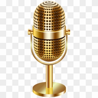 Vintage Microphone Gold Transparent Clip Art Image - Transparent Background Gold Microphone Png