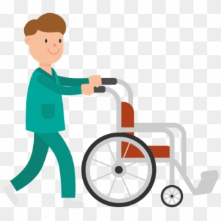 Nurse Pushing Empty Wheelchair Cartoon - Child Clipart