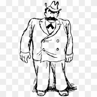 Big Man In A Suit Black White Line Art 999px 200 - Big Man Clipart Black And White - Png Download