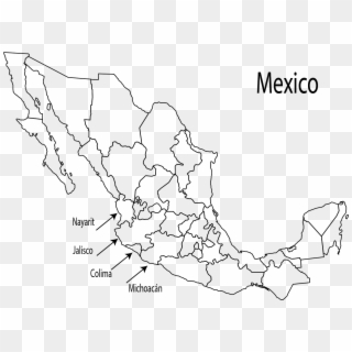 Mariachi Music Is Native To The Region Of Western States - Blank Map Mexico States Clipart