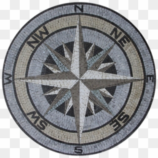 Floor Medallion Compass Sea Nautical Mosaic - Compass Marble Floor Clipart