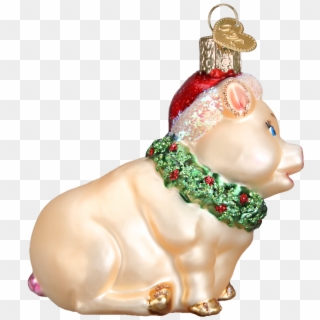 Old World Christmas Holly Pig Blown Glass Ornament - Christmas Ornament Clipart