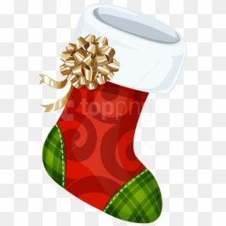 Free Png Christmas Stocking With Gold Bow Png - Clip Art Socke Weihnachten Transparent Png