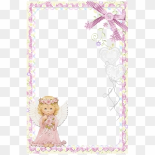Cute Soft Pink Png Frame With Angel - Pink Angel Frame Png Clipart