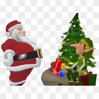 Elf Png Transparent Images - Santa Claus And Christmas Tree Png Clipart