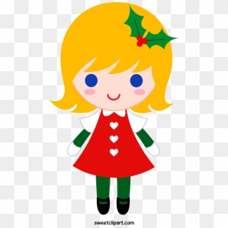 Sweet Clip Art - Little Girl Clipart Christmas - Png Download