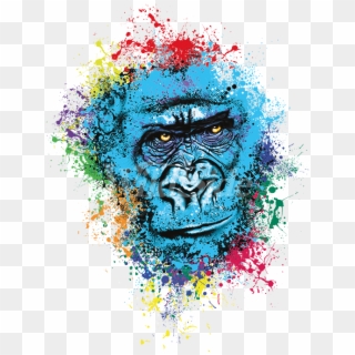 Color Splash Gorilla Face - Graffiti Gorilla Clipart