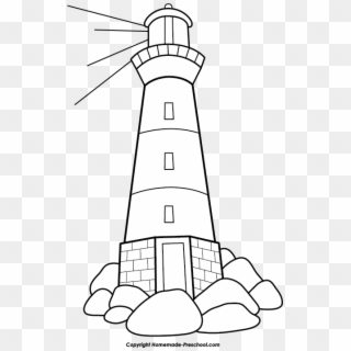 442 X 701 8 - Lighthouses Clipart Black And White - Png Download
