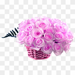 50 Pink Roses Basket - Good Morning Friends Images With Flowers Clipart