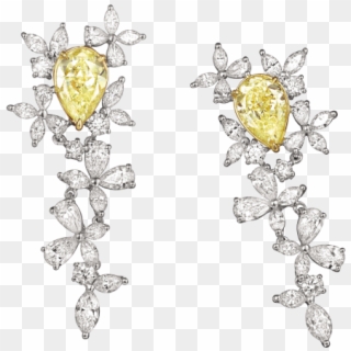 Fancy Yellow Pear Shaped Diamond Earrings - Crystal Clipart