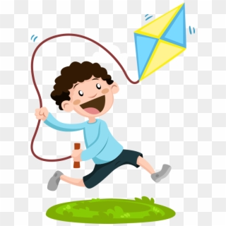 Child Motor Skill Play Clip Art Cartoon - Fly A Kite Dibujo - Png Download