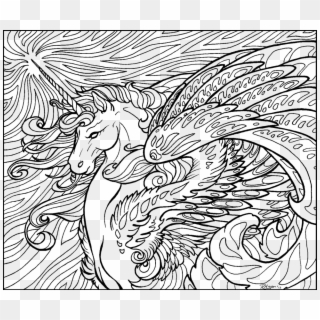 Coloring Pages Fairies And Unicorns With Page Unicorn - Hard Coloring Pages Clipart