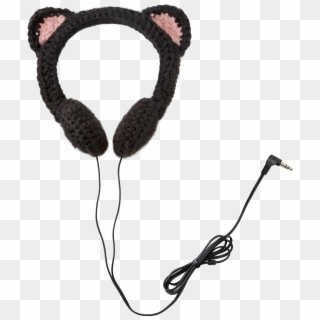 Cat Headphones Black Clipart