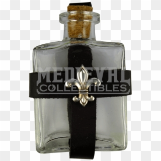 Glass Potion Bottle With Fleur De Lis Holder - Glass Bottle Clipart