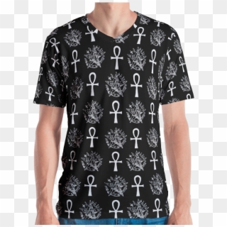 Ankh & Pentacle V-neck - Memphis Pattern T Shirt Clipart