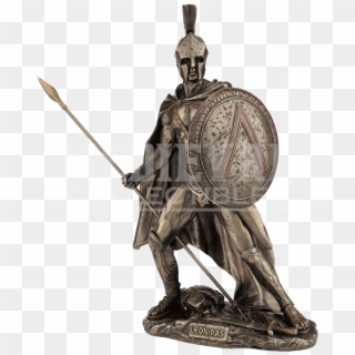 Leonidas With Spear And Shield Bronze Statue - Greek Warrior Figurine Clipart