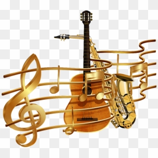 Musical Clef Stock Illustration Notes With Gold - Art Saxophone Music Notes Clipart