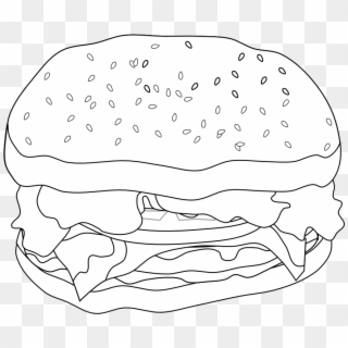 Cheese Burger Cheeseburger Black White Line Art 999px - Illustration Clipart