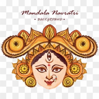 Navaratri Durga Euclidean Vector Mandala Watercolor - Vijayadasami Subhakankshalu Clipart