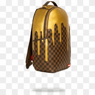 Sprayground- Gold Checkered Drips Backpack Painted - Ellipse Louis Vuitton Damier Clipart