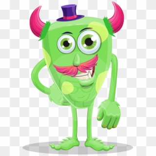 Cartoon Monster With Horns - Illustration Clipart