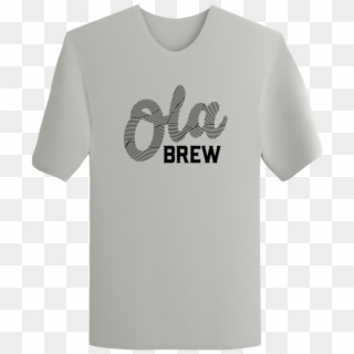 White Stylized Ola Brew Shirt - Active Shirt Clipart