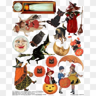 Free Vintage Halloween Collage Sheet - Vintage Halloween Clip Art - Png Download