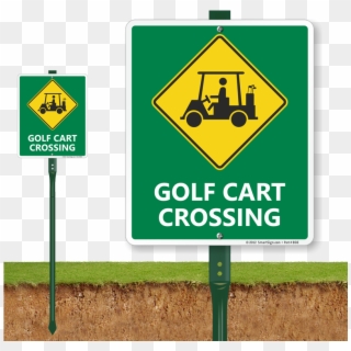 Golf Carts Crossing Sign - Please Keep Pets Off The Landscaping Clipart