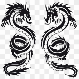 Dragon Double Tattoo - Chinese Dragon Images Black And White Clipart