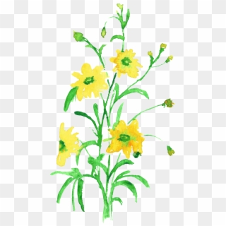 Water Yellow Flower Branch Transparent Decorative - Artificial Flower Clipart