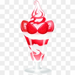 Ice Cream Sundae With Strawberries Png Clip Artt Image - Strawberry Ice Cream Clipart Transparent Png