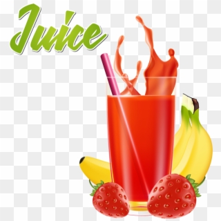 Realistic Glass Of Juice With Banana And Strawberries, - Real Juice Clipart