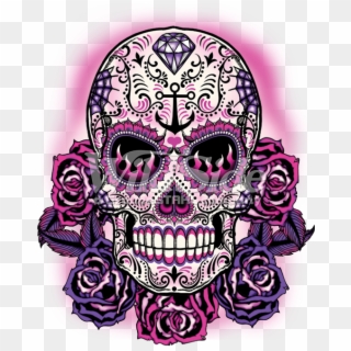 Pink Sugar Skull - Pink And Purple Sugar Skull Clipart