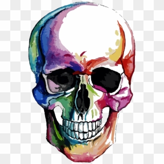 Sugar Skull Tattoo Watercolor , Png Download - Skull Clipart