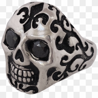 New- Badass Giant Sugar Skull Ring In Sterling Silver - Skull Clipart