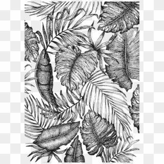 Bleed Area May Not Be Visible - Tropical Leaf Print Drawing Clipart