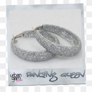 Silver Glitter Hoop Earrings - Silver Sparkly Hoop Earrings Clipart