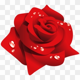 Red Rose With Dew Png Clipart - Rose With Drops Png Transparent Png