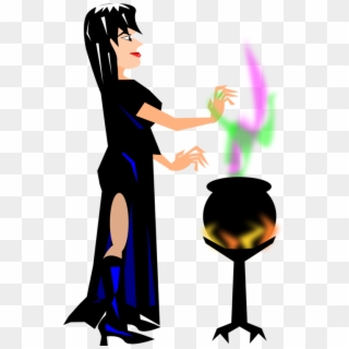 Witchcraft Magic Potion Cauldron - Witch With Cauldron Transparent Clipart