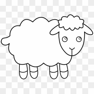 Sheep Black And White Cute Sheep Clipart Black And - Cotton Ball Sheep Craft Template - Png Download